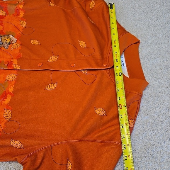 VTG BLAIR Women's Scarecrow And Pumpkins Snap Up Sweatshirt Jacket size L Orange - Picture 10 of 13